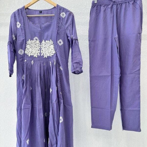 PURPLE EMBROIDERY FLORAL SUIT